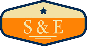 Logo with S&E and star design.