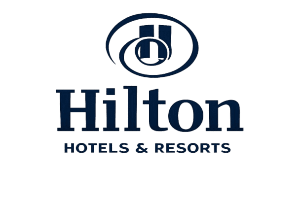 Hilton Hotels & Resorts logo on black.